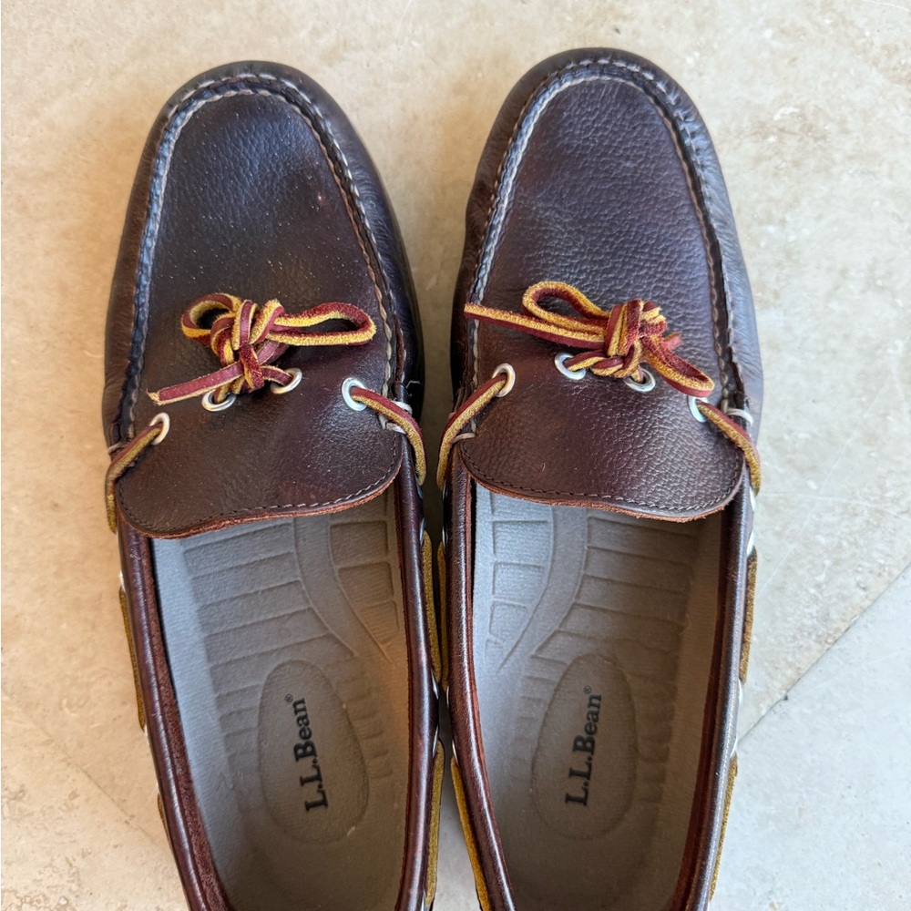 L.L. Bean Men's Dark Brown Leather Boat Shoes